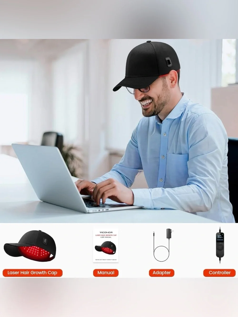 Red Light Scalp Care Cap – Adjustable Black Cap | Brand New